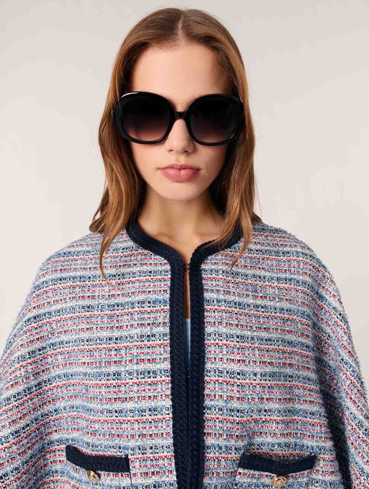 Capa de tweed con pasamanos contrastados
