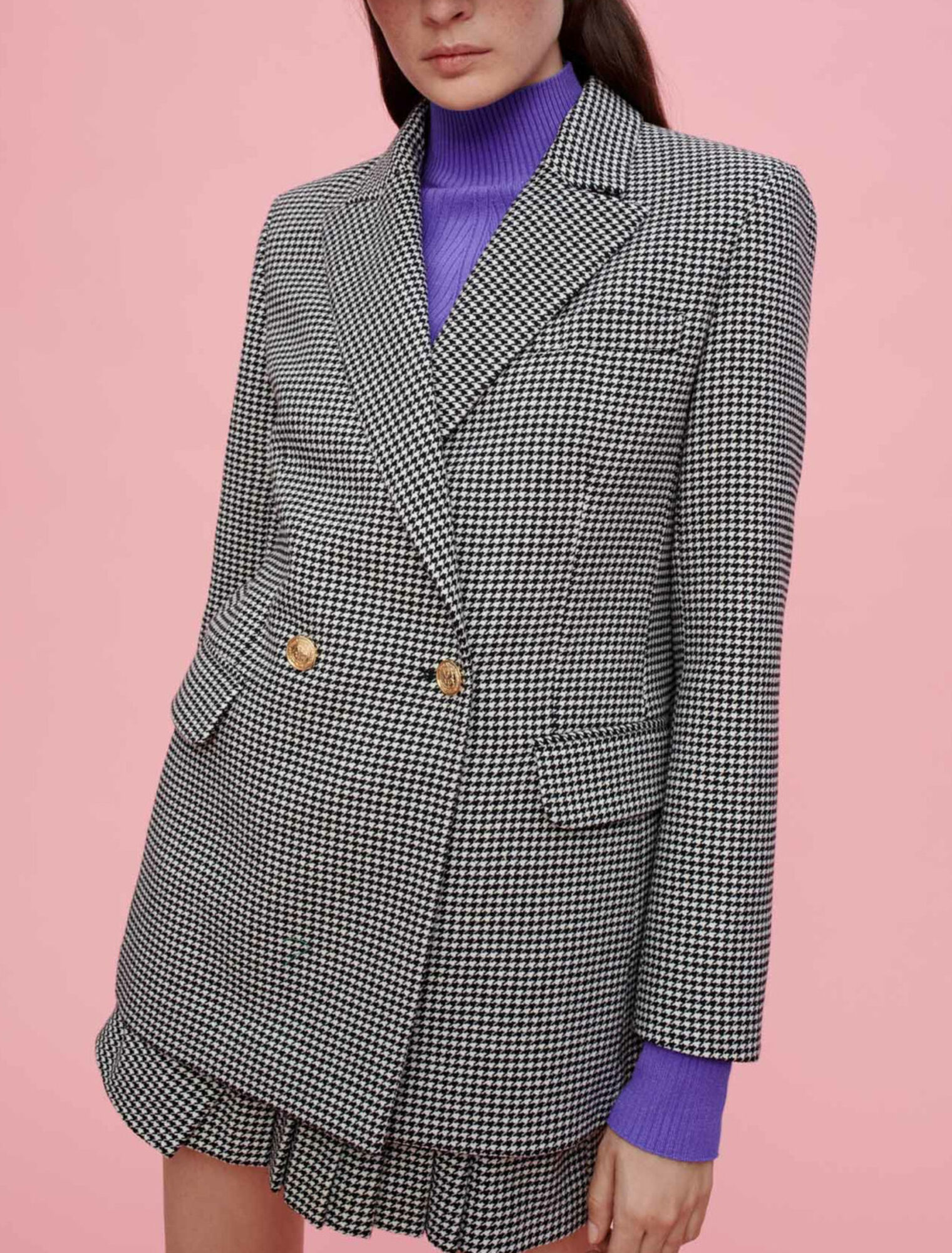 Chaqueta recta de pata de gallo