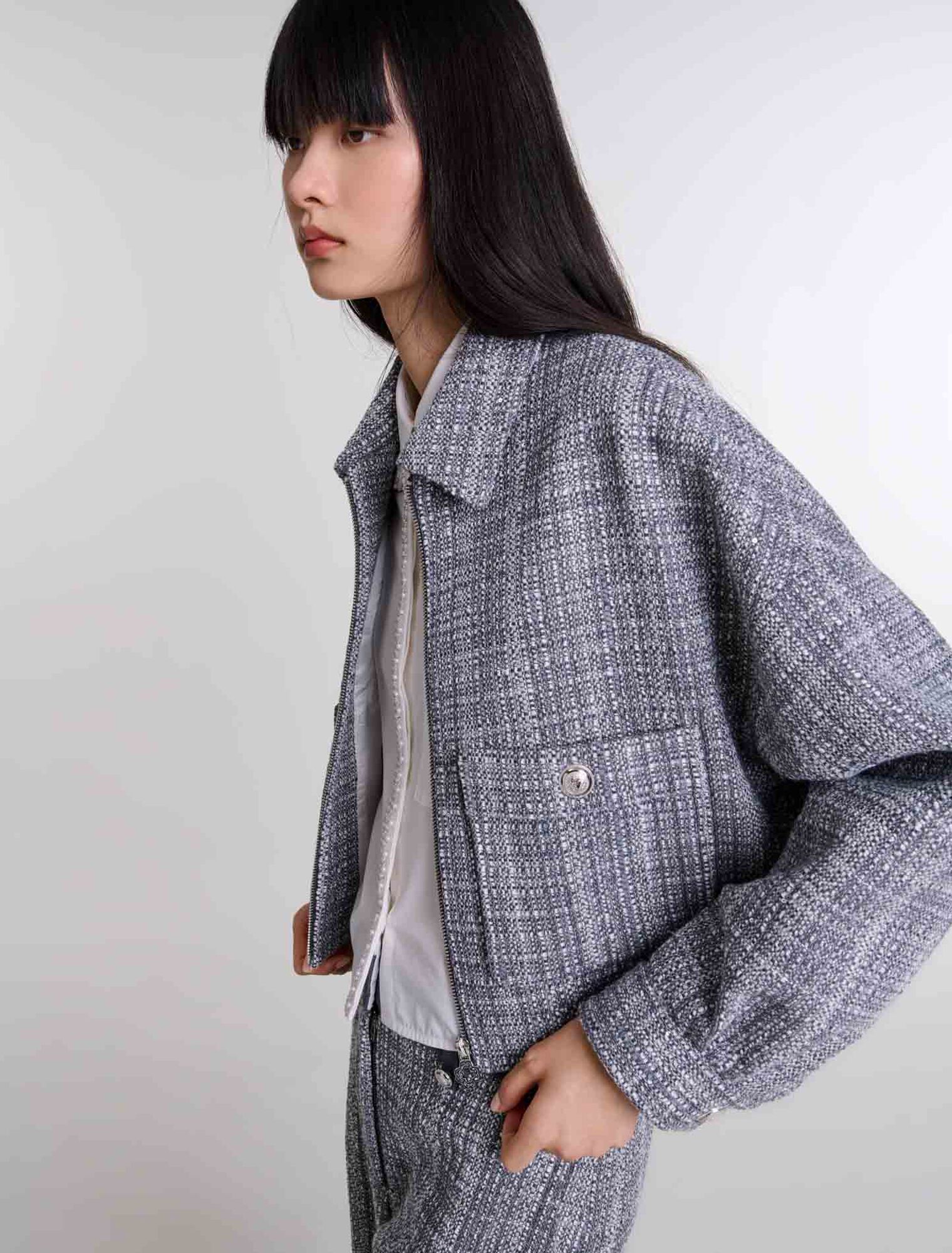 Cazadora corta de tweed