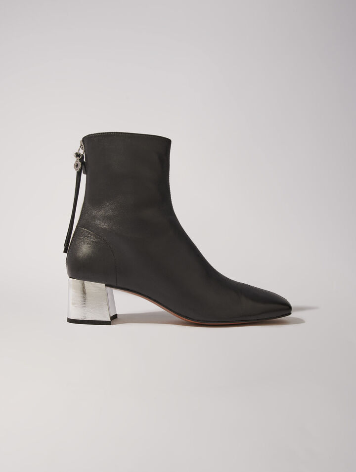 Botines de piel con punta cuadrada