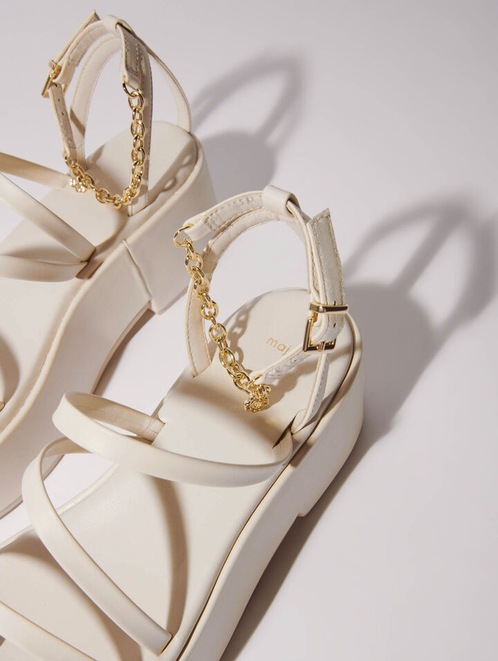 Sandalias de cuña de piel