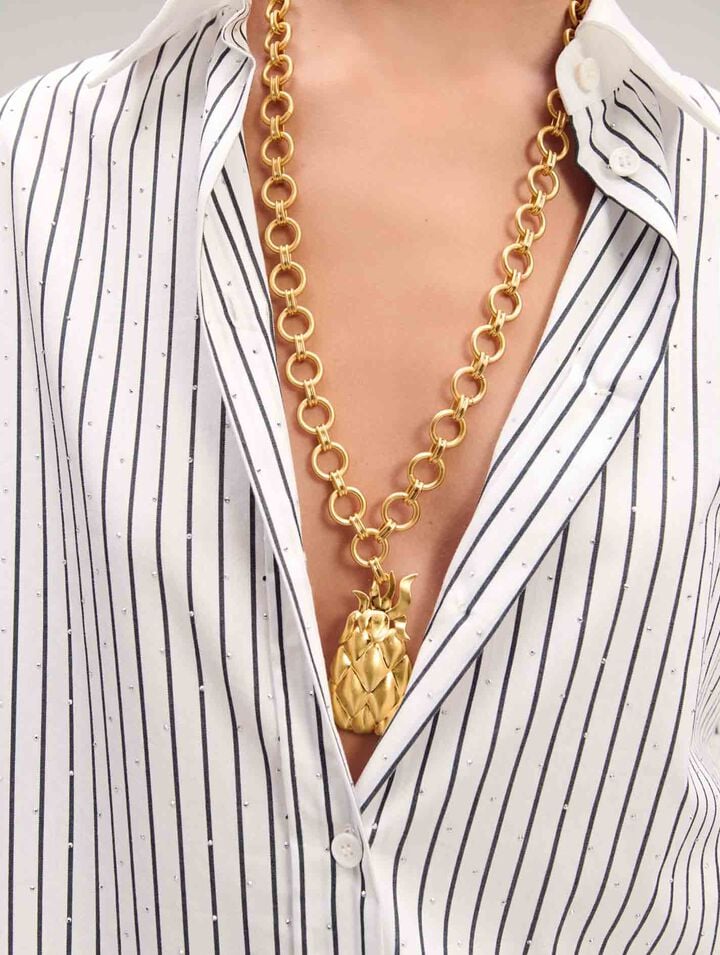 Camisa a rayas con pedrería