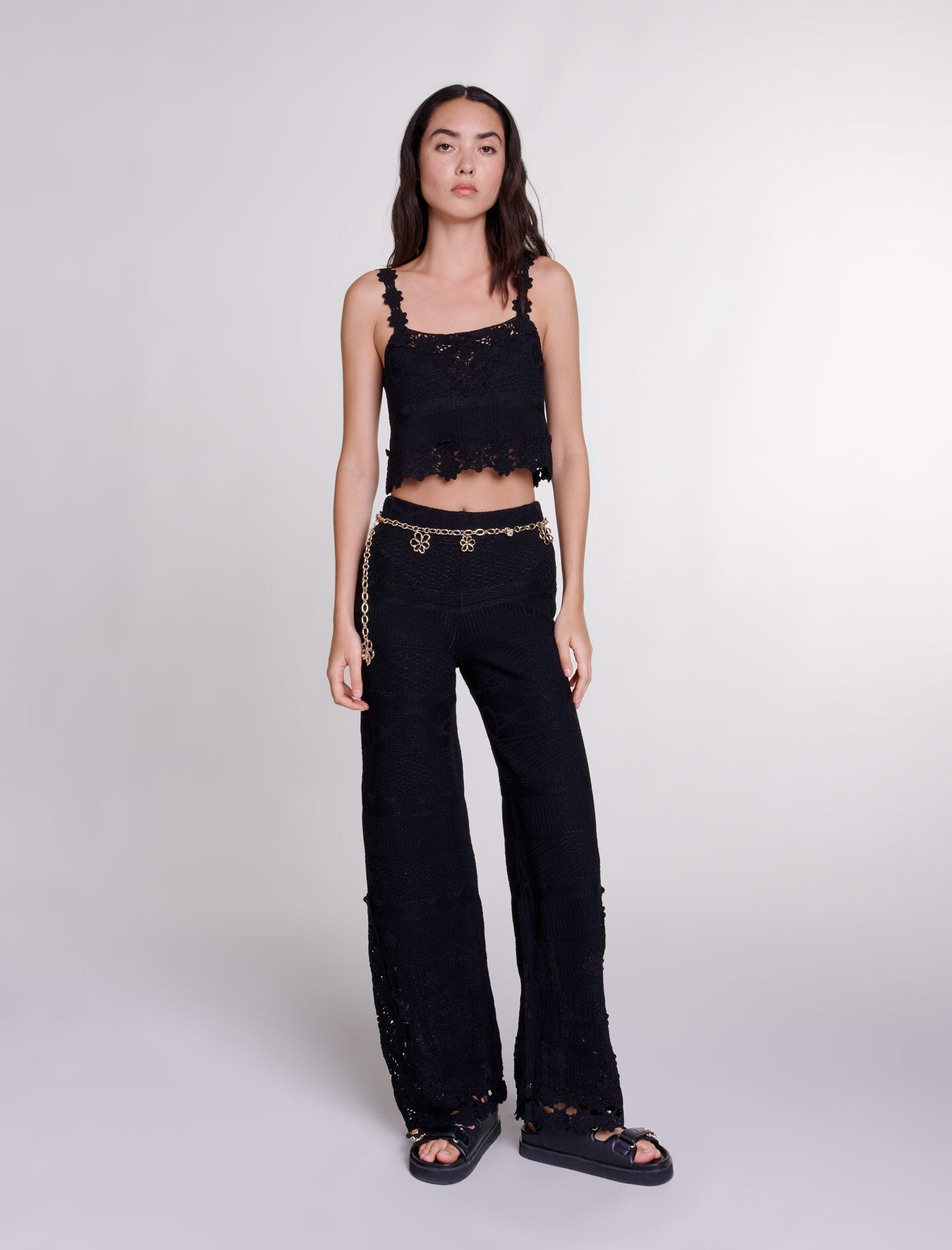Pantalon de ganchillo Pantalones tiro alto Maje