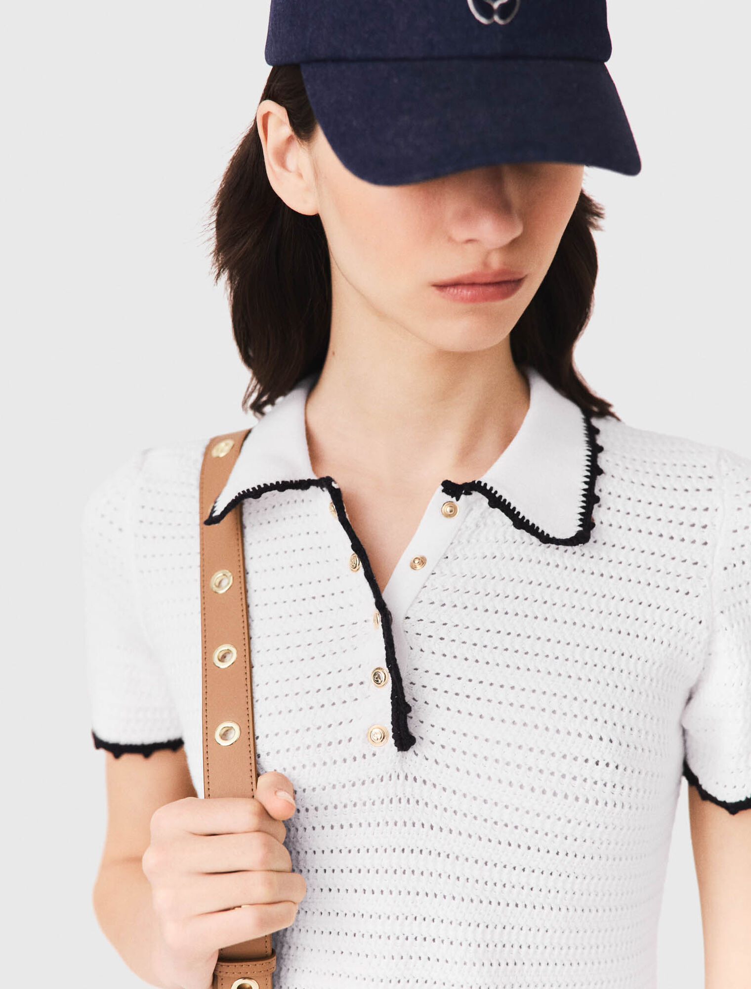 Vestido polo de punto con ganchillo
