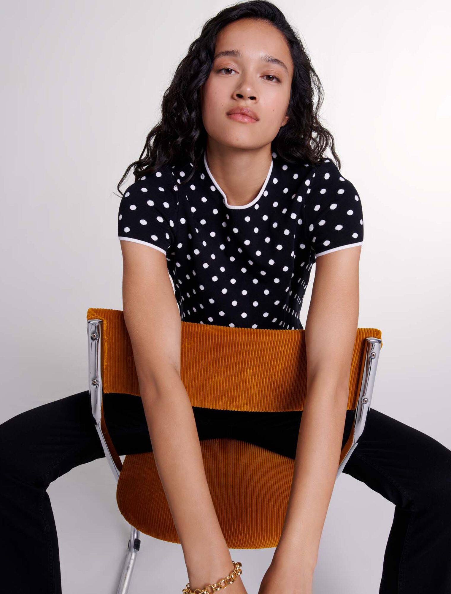 Top de punto jacquard 