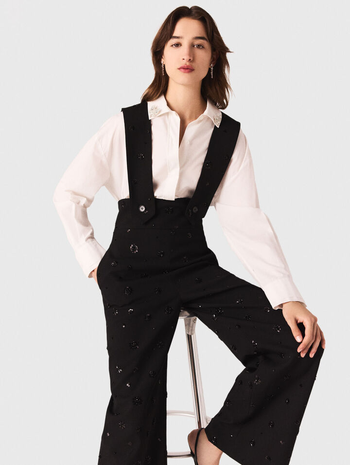Pantalón con tirantes bordado