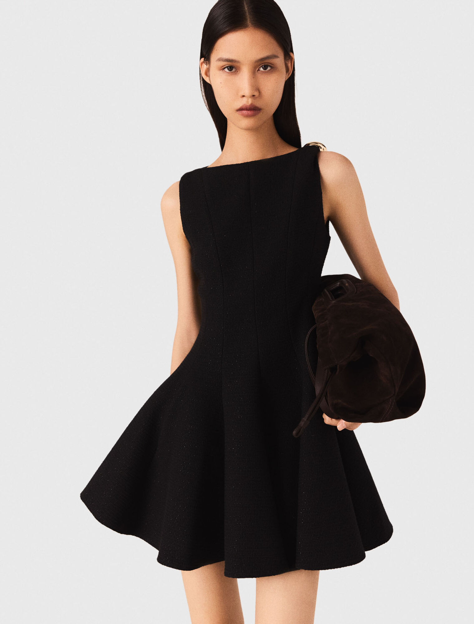 Vestido corto acampanado de tweed