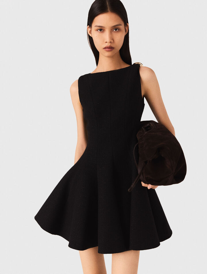 Vestido corto acampanado de tweed