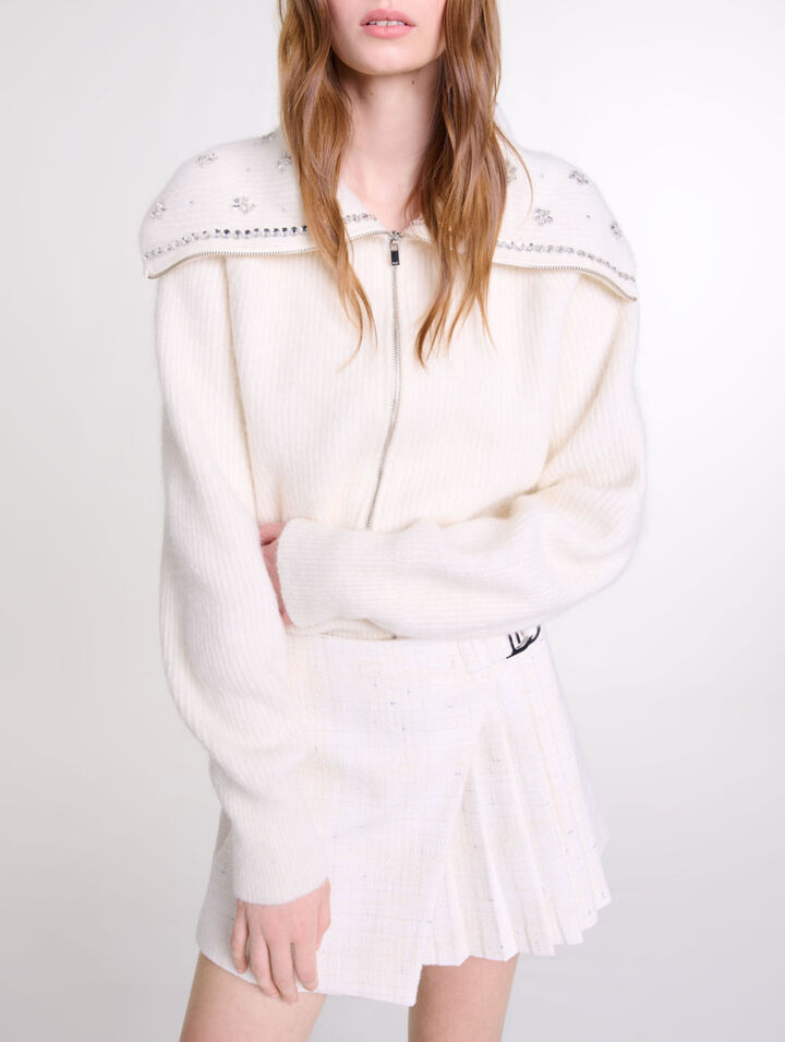 Falda short plisada de tweed