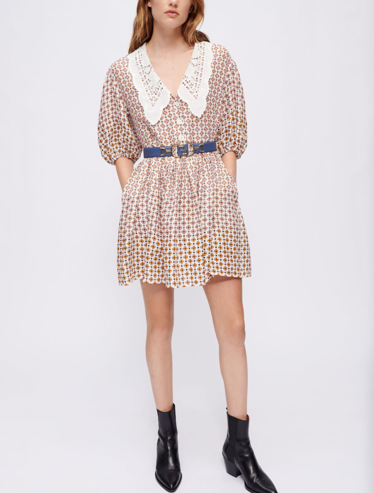 Vestido de lino estampado