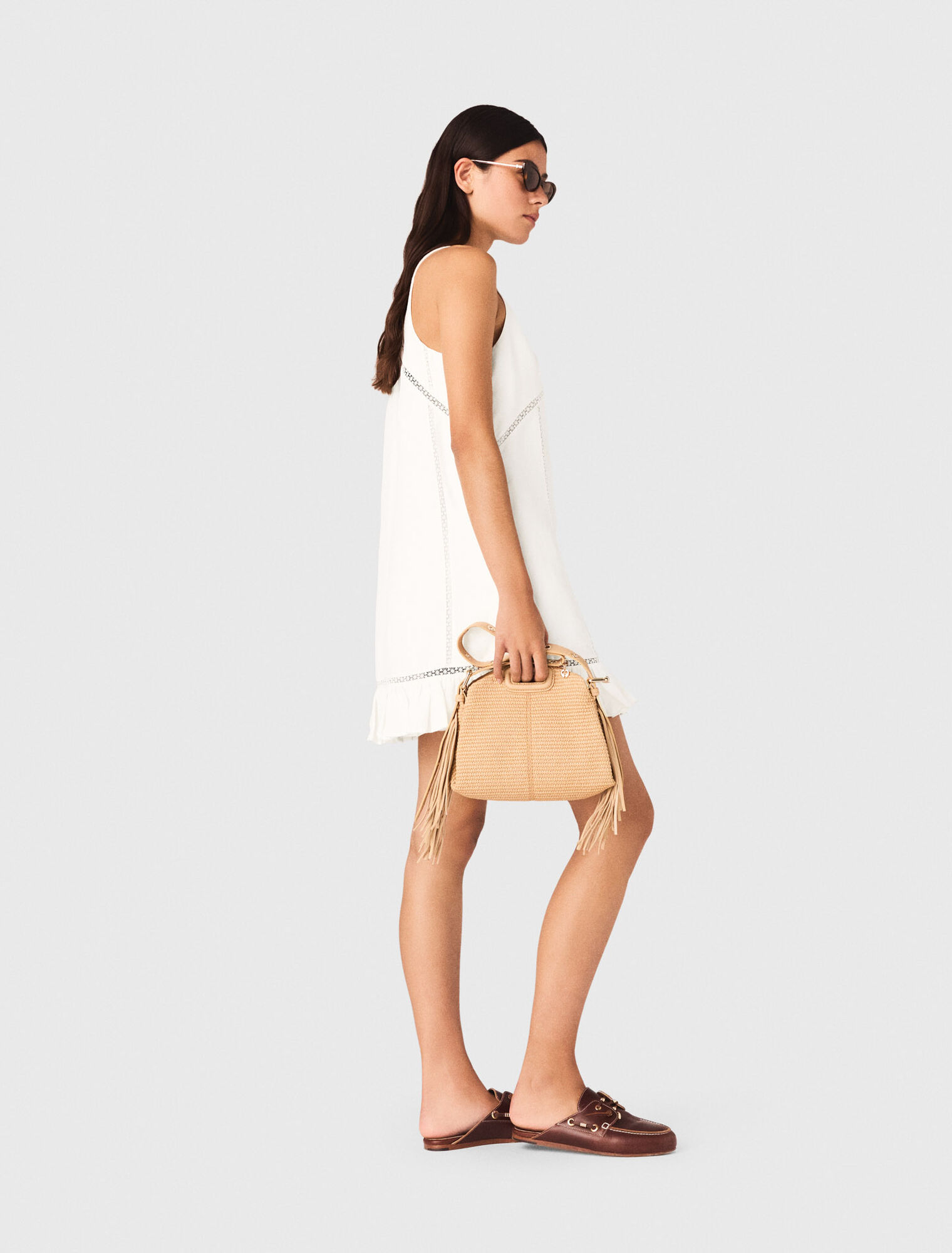 Vestido de mezcla de lino bordado