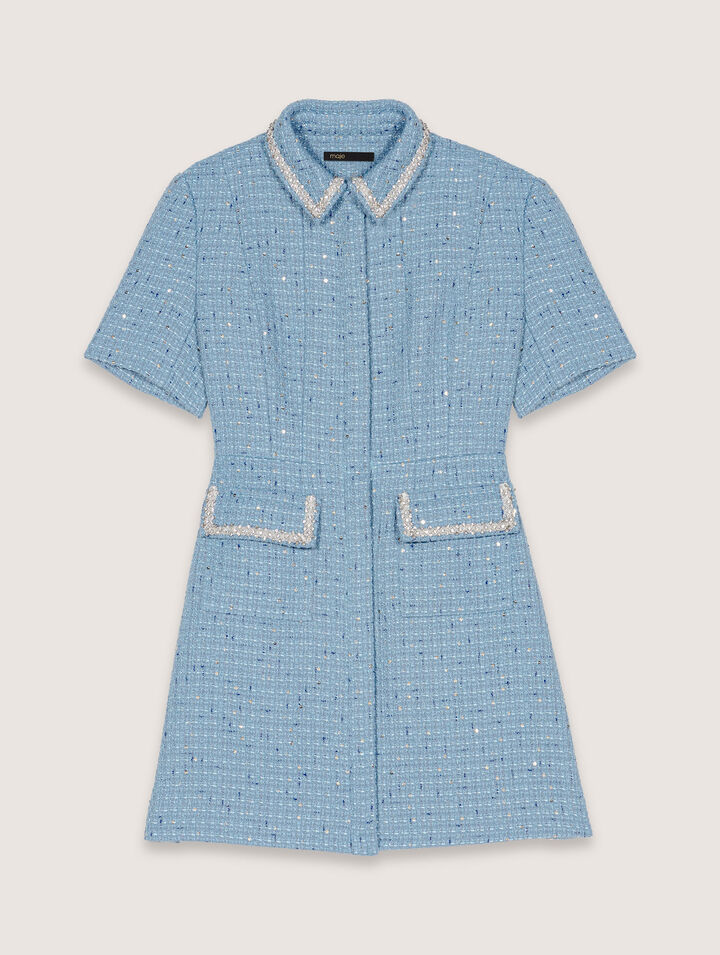 Vestido corto de tweed con lentejuelas