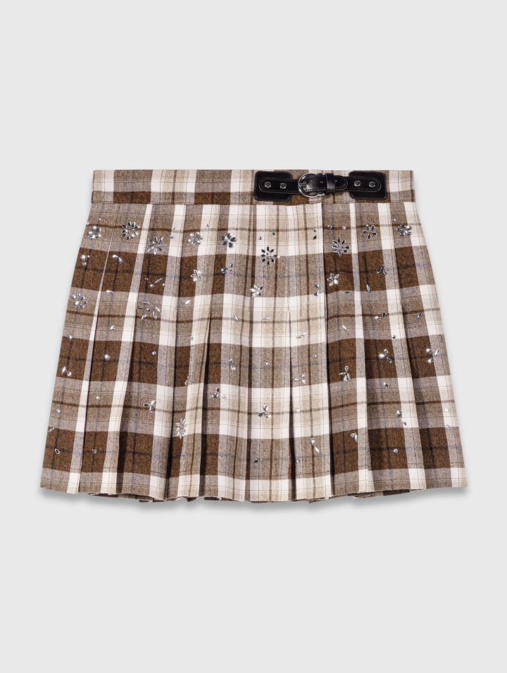 Falda kilt de cuadros con pedrería