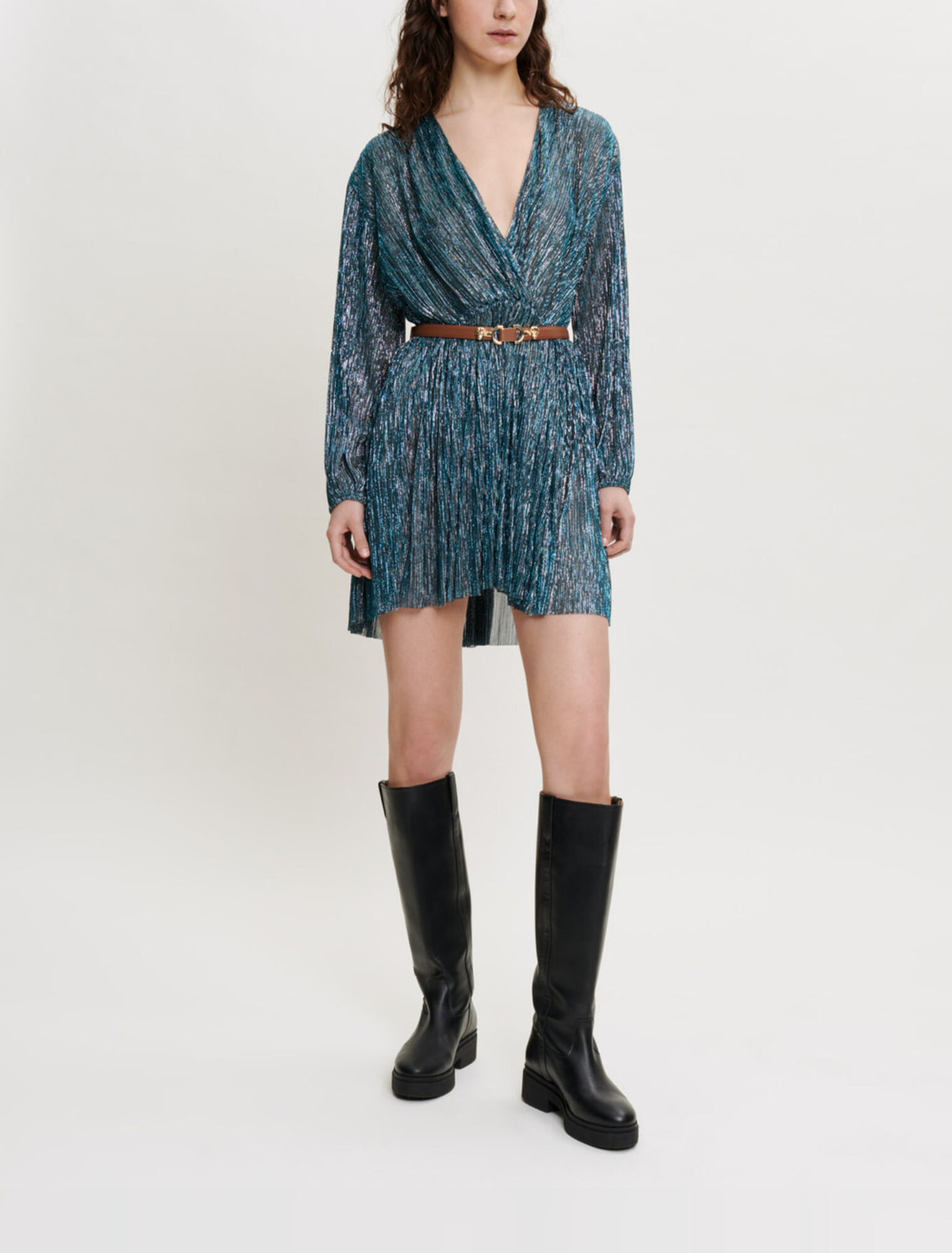 Vestido plisado con brillos