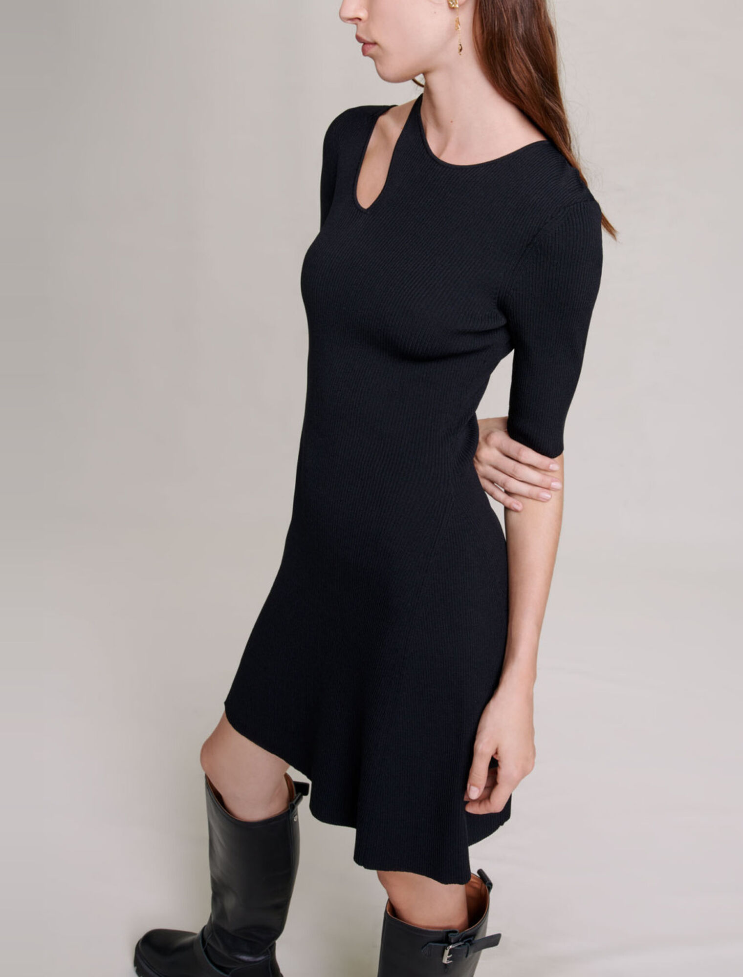 Vestido punto hombros descubiertos