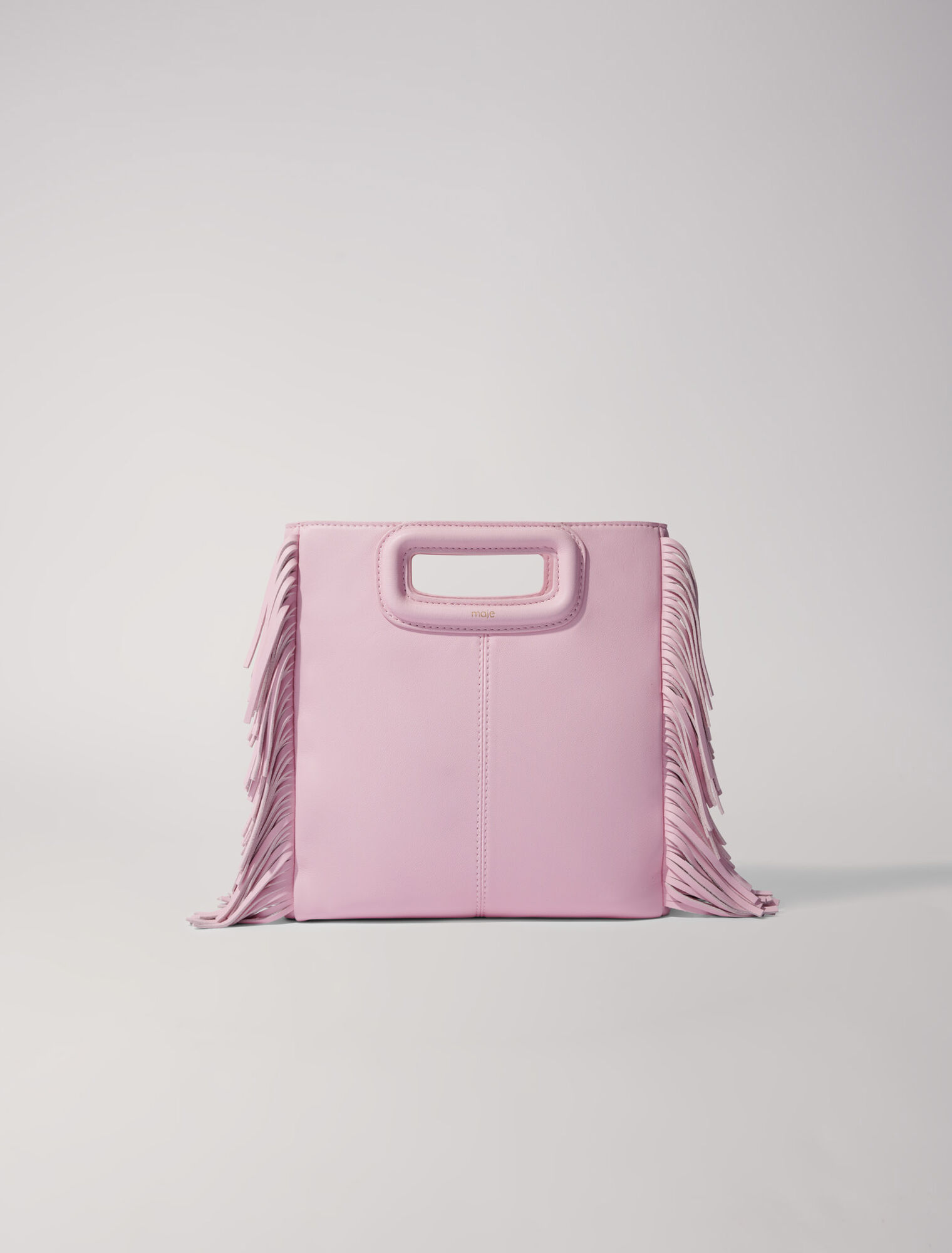 Bolso M con flecos de piel lisa