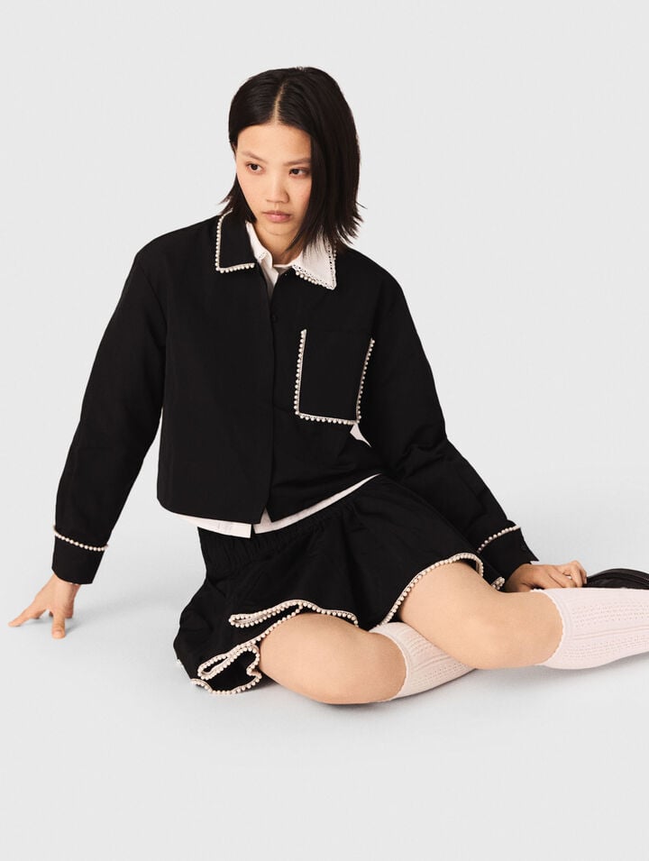 Falda tafetán con detalle de perlas