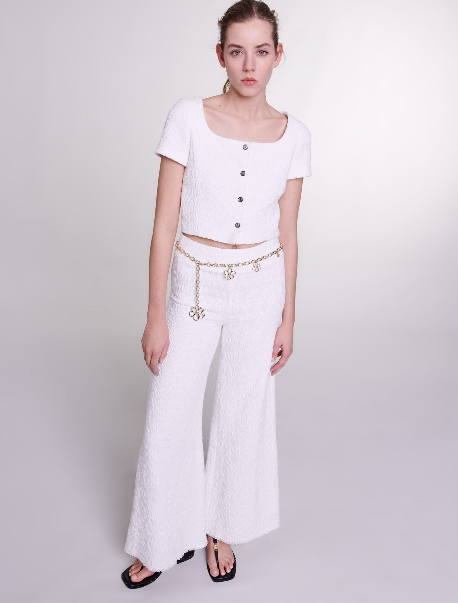Pantalón ancho de tweed