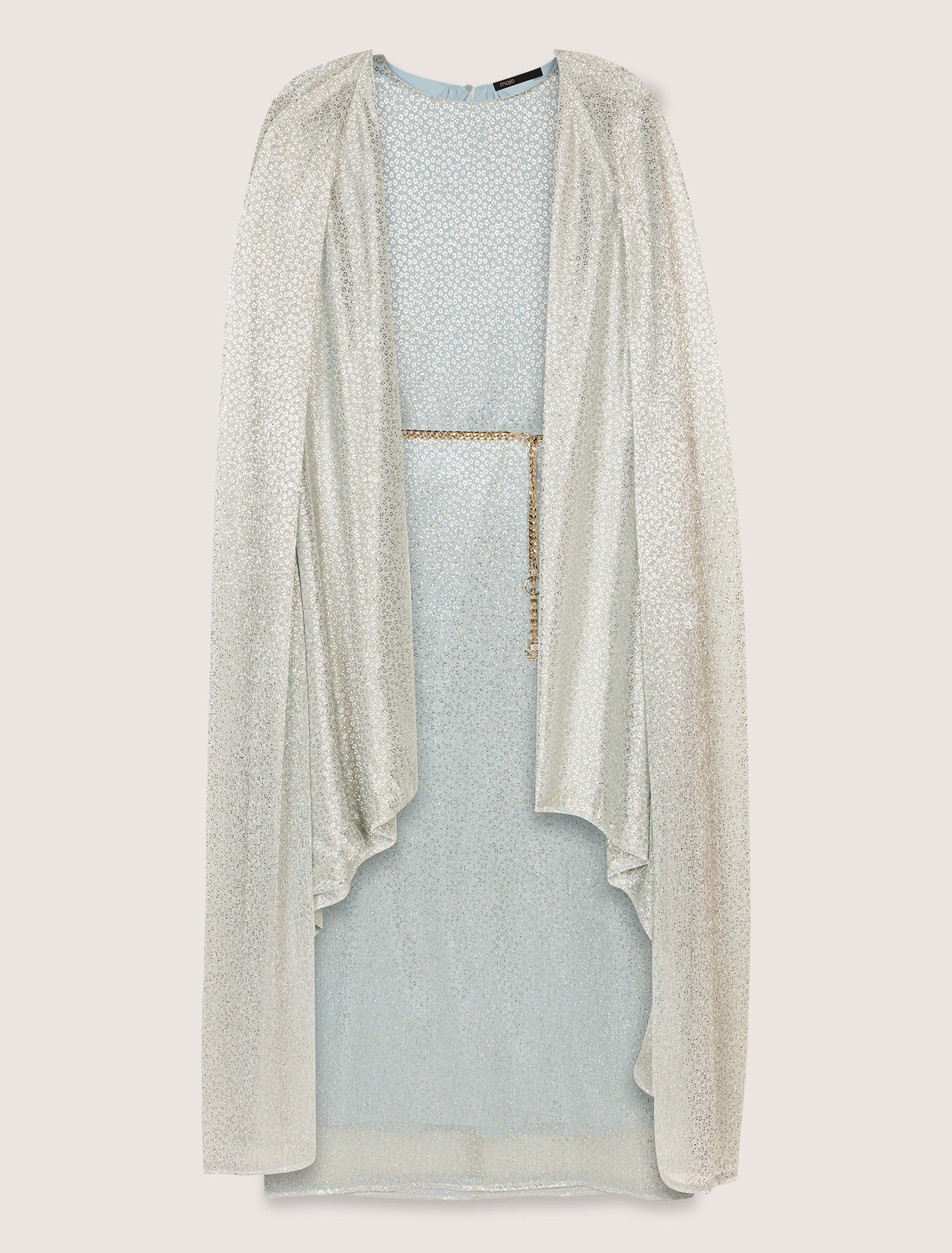 Vestido largo con capa de lurex