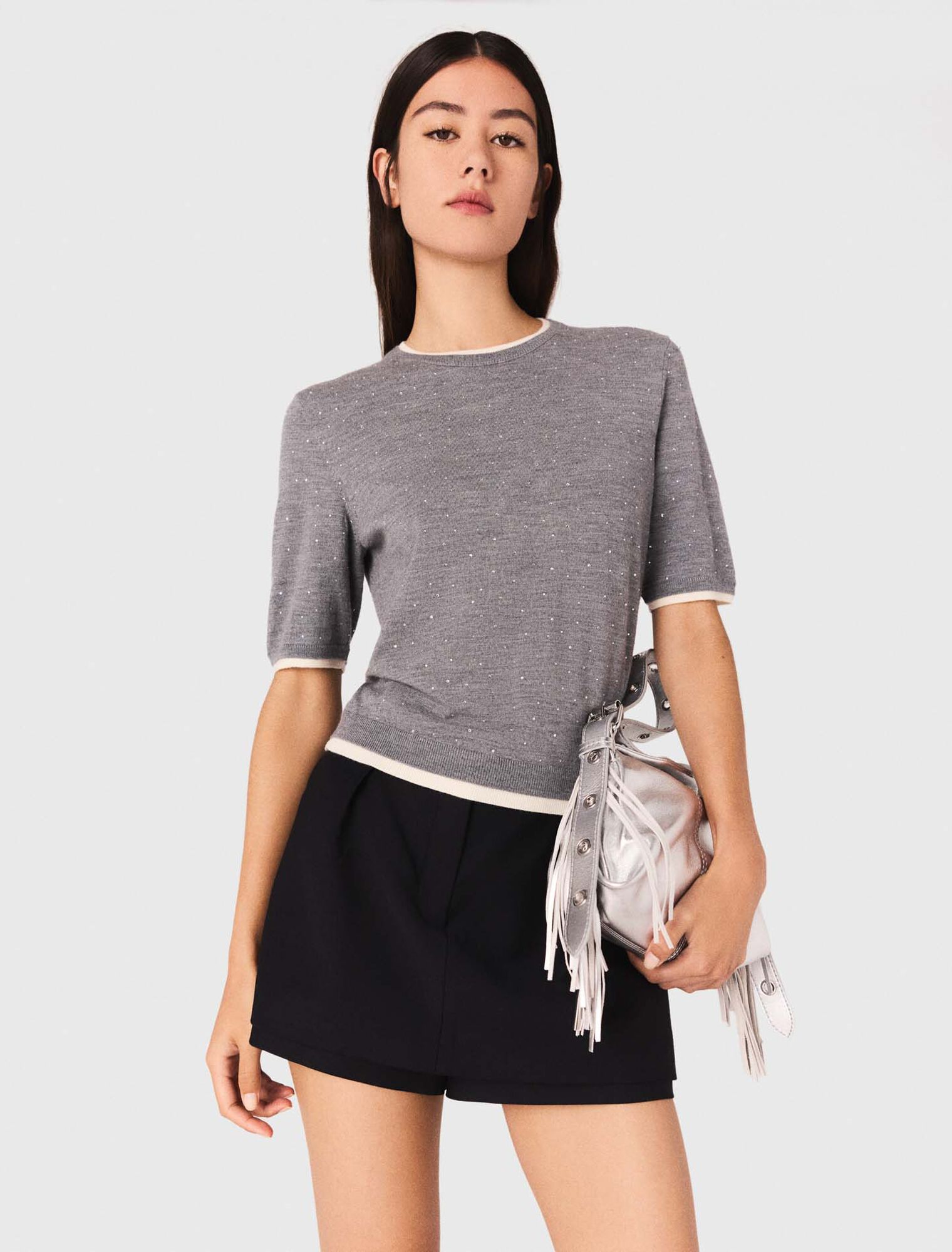 Jersey 100% lana con strass