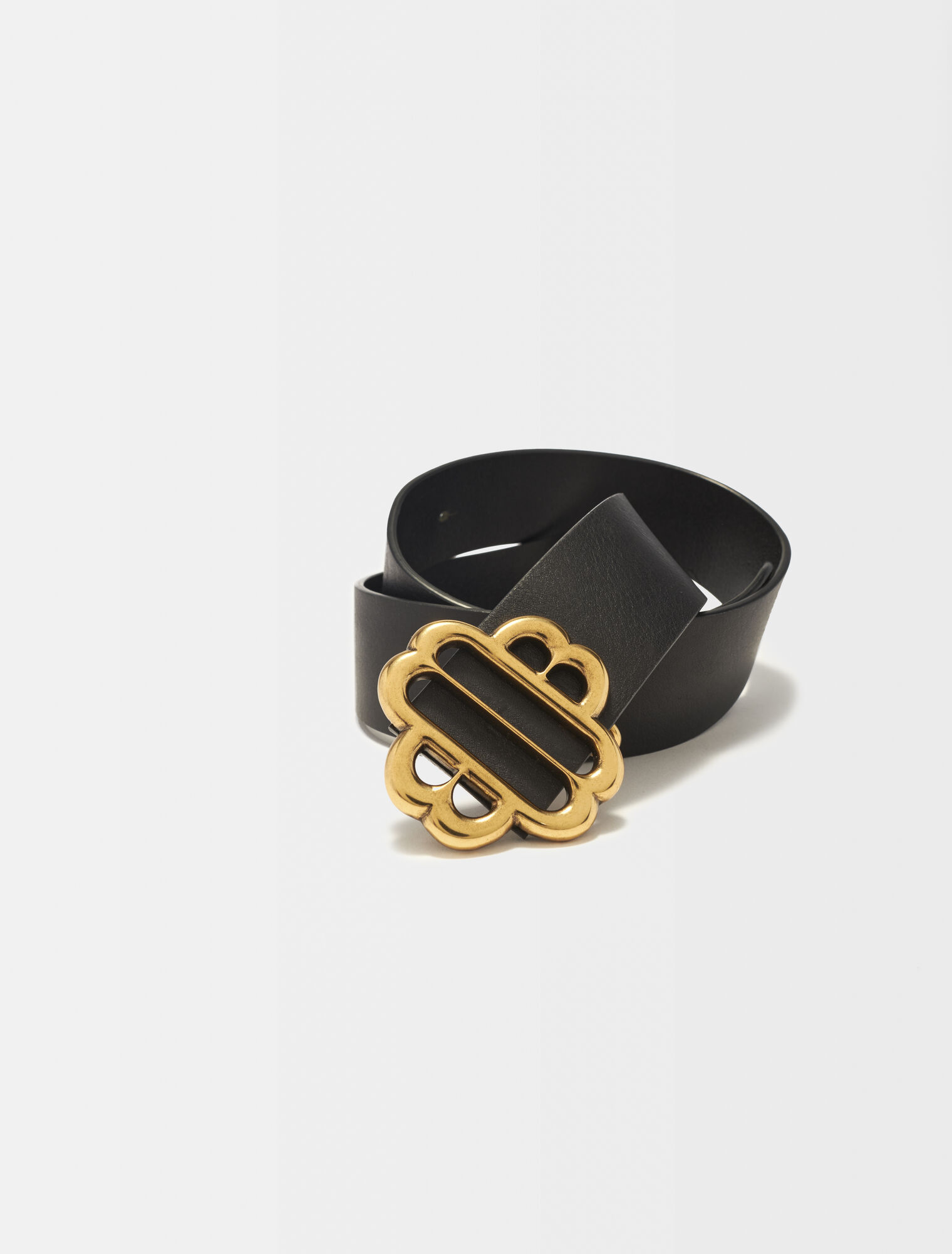 Cintur&oacute;n de piel con logotipo Clover