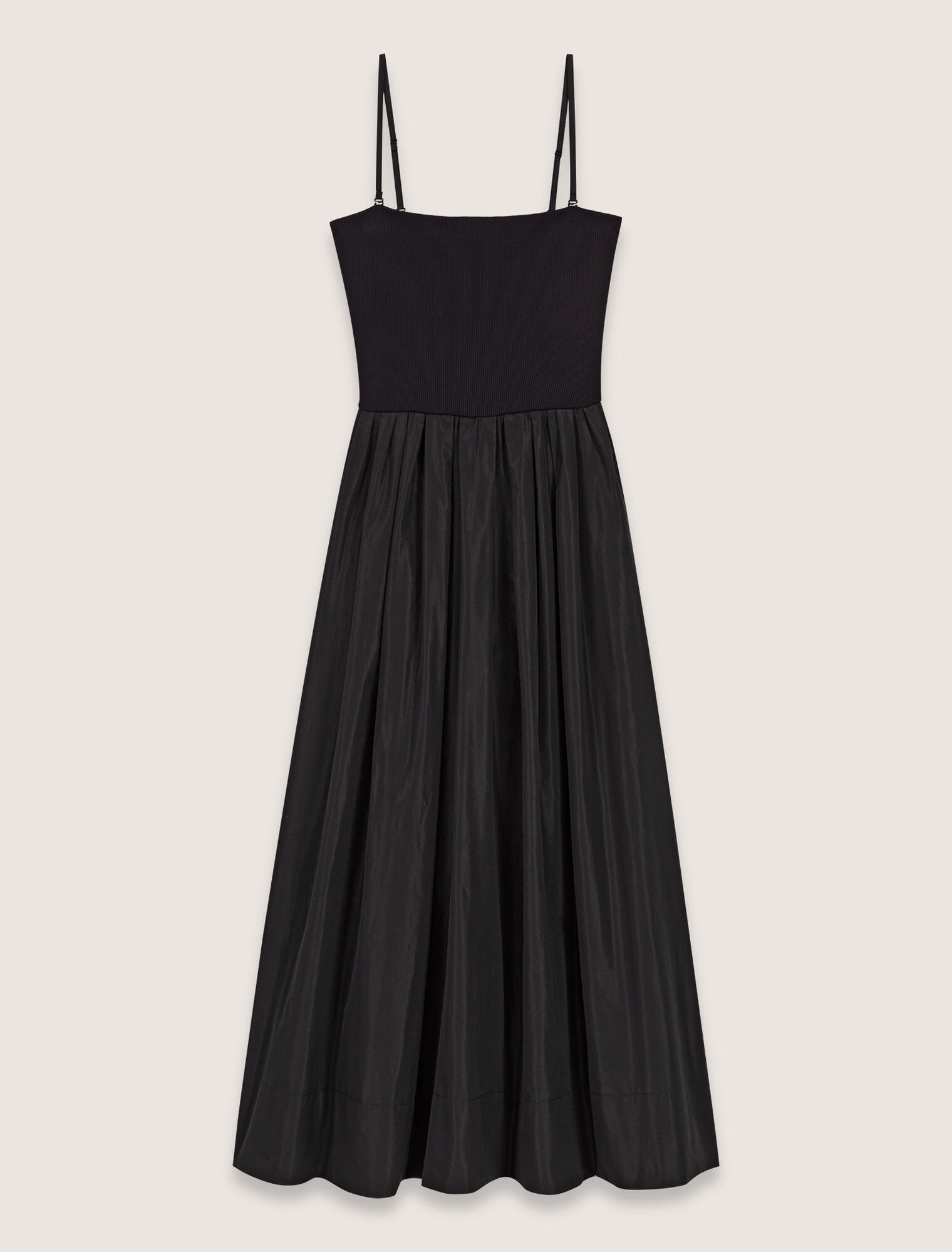 Vestido con corpiño de punto y tafetán