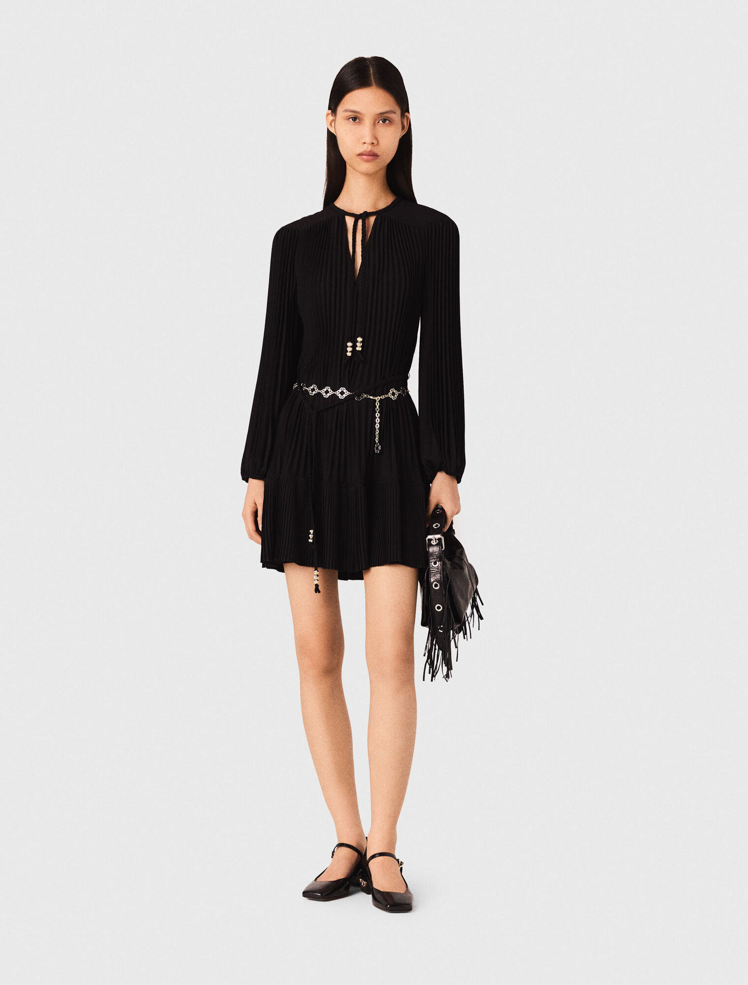 Vestido corto plisado