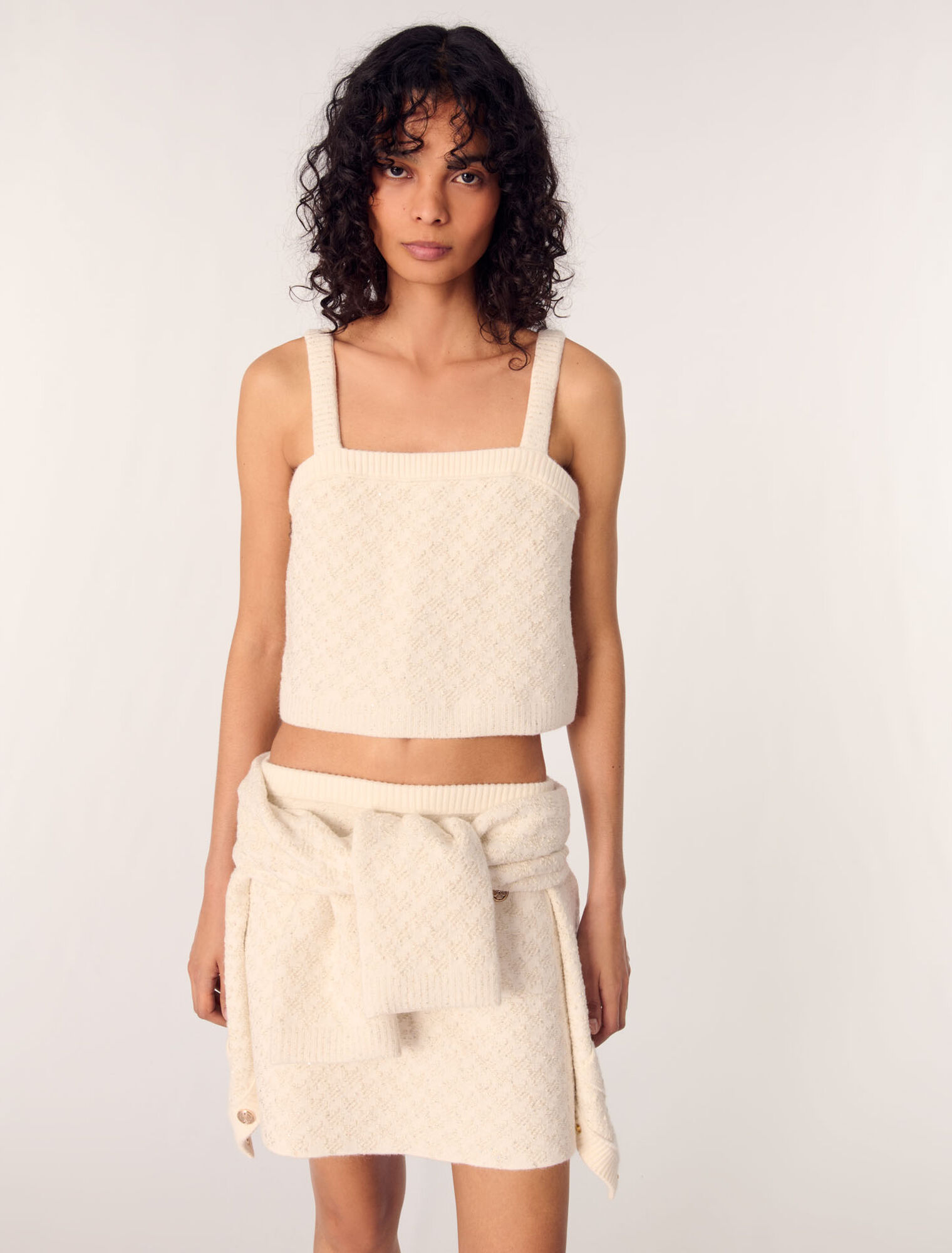 Top corto de punto efecto tweed