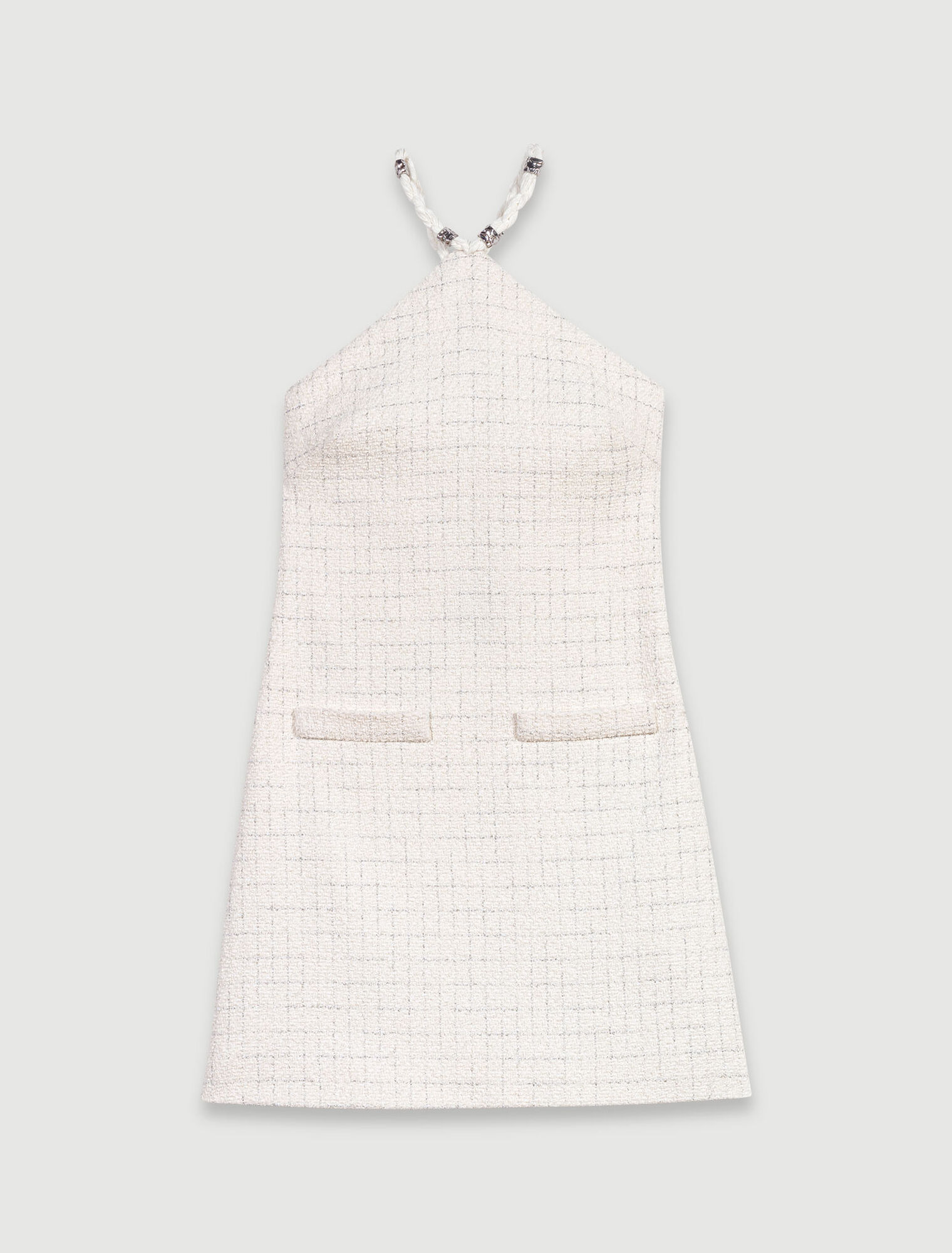 Vestido corto de tweed con tiras
