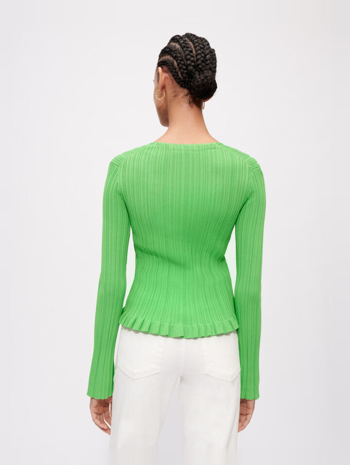 Chaqueta de punto con canalé y volantes