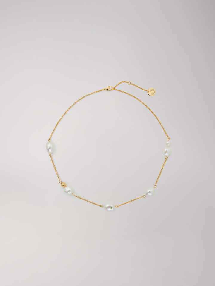 Collar dorado de cadena y abalorios
