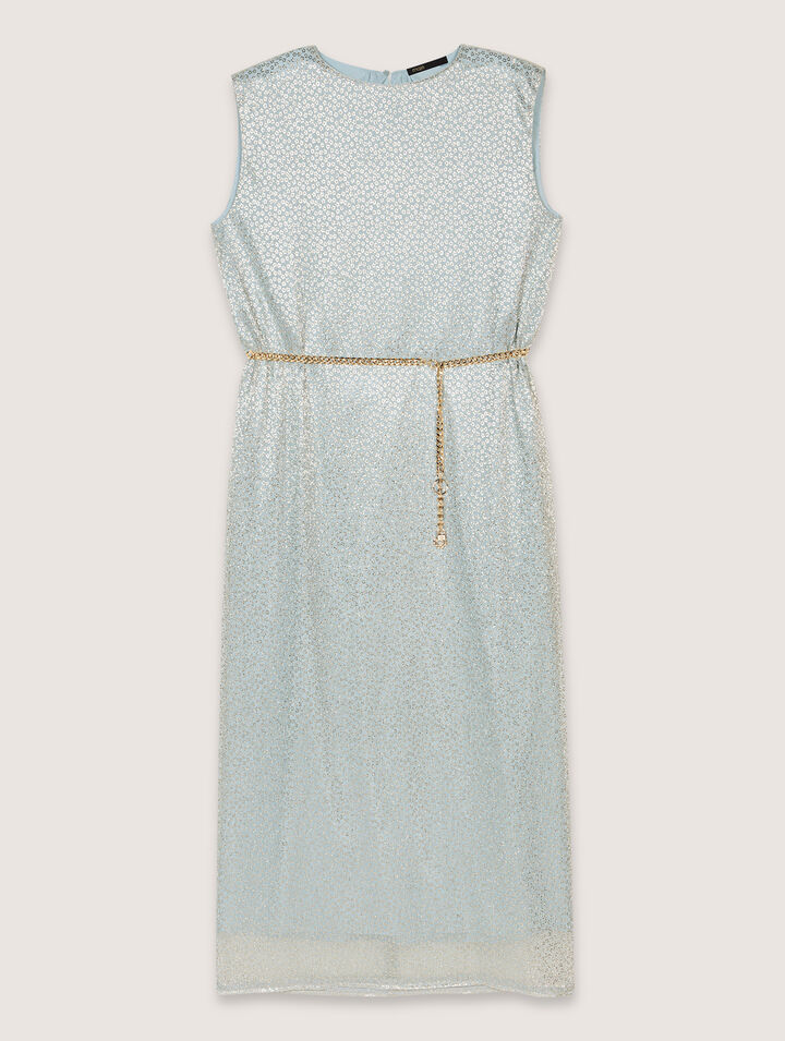 Vestido largo con capa de lurex
