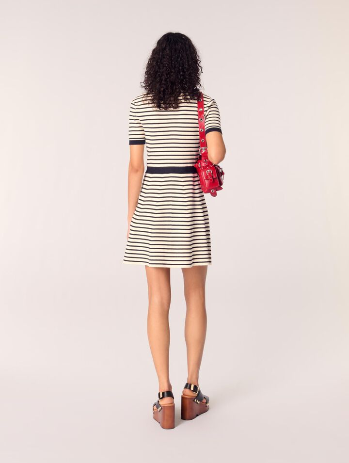 Vestido corto de punto de canalé
