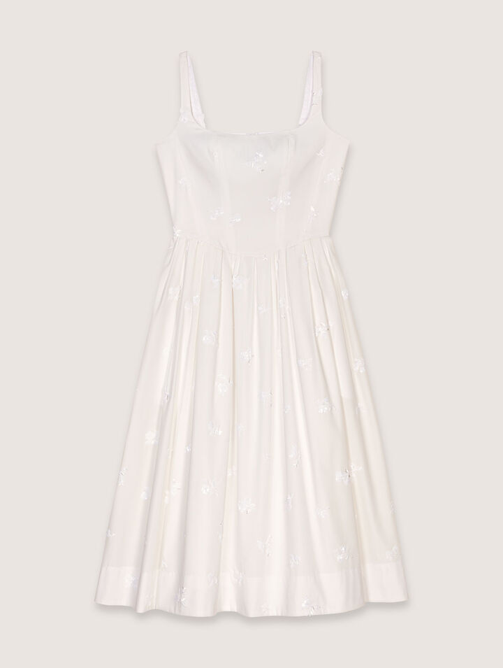 Vestido midi de algodón bordado