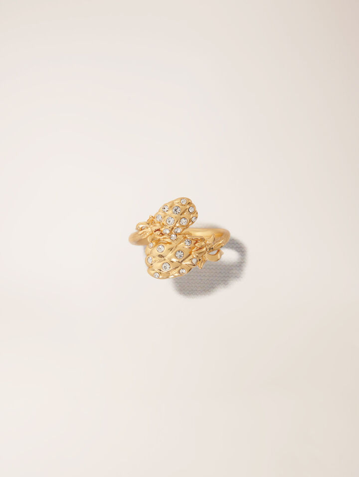 Anillo doble piña con strass