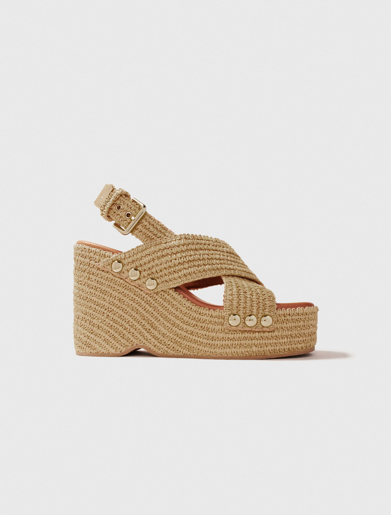 Sandalias de cuña efecto rafia