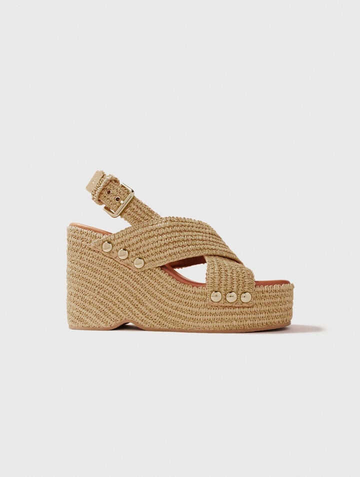 Sandalias de cuña efecto rafia