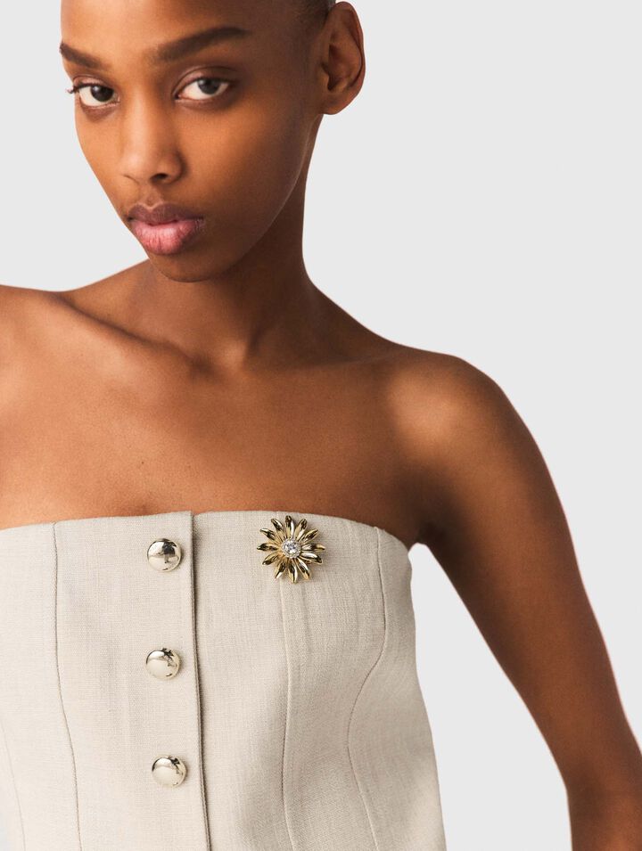 Broche flores doradas con strass