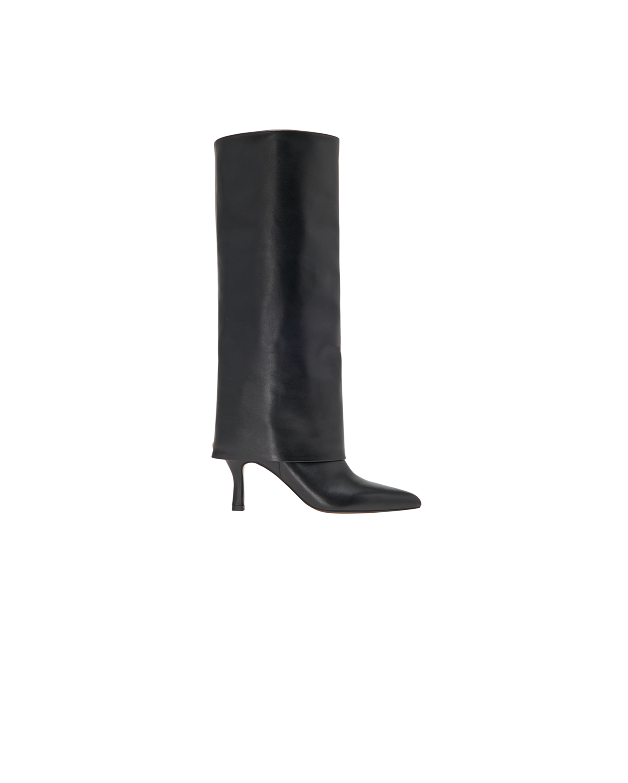 Botas de caña ajustada con tacón de piel