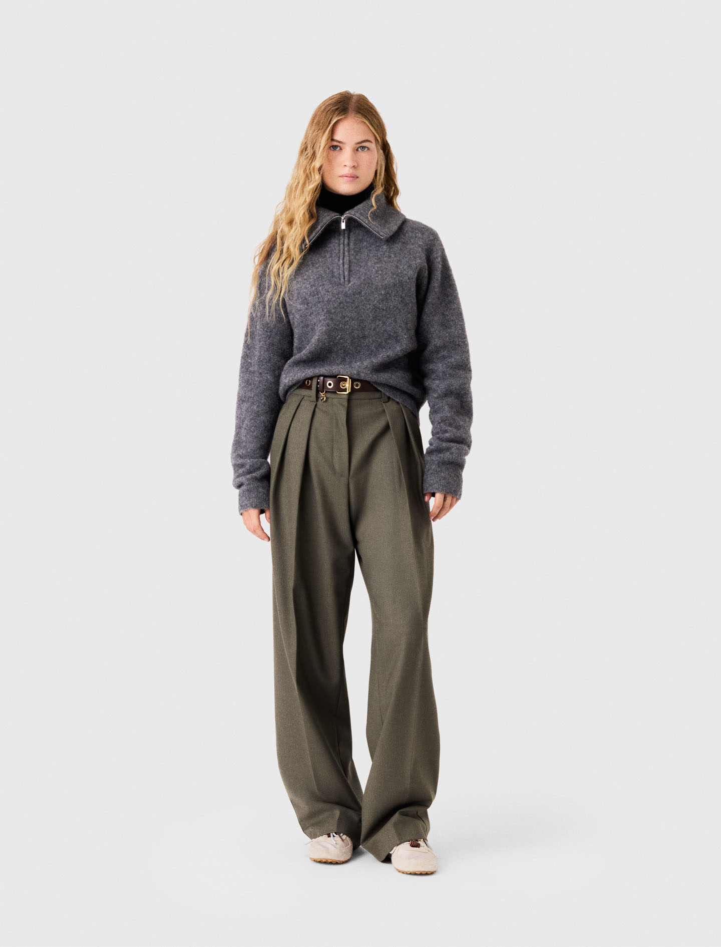 Jersey De Yak Con Cremallera - Gris - Talla 2 - Maje