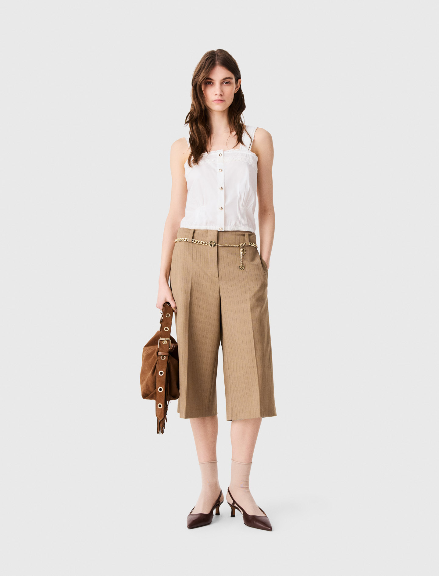 Bermuda De Traje Con Pliegues - Beige - Talla 42 - Maje