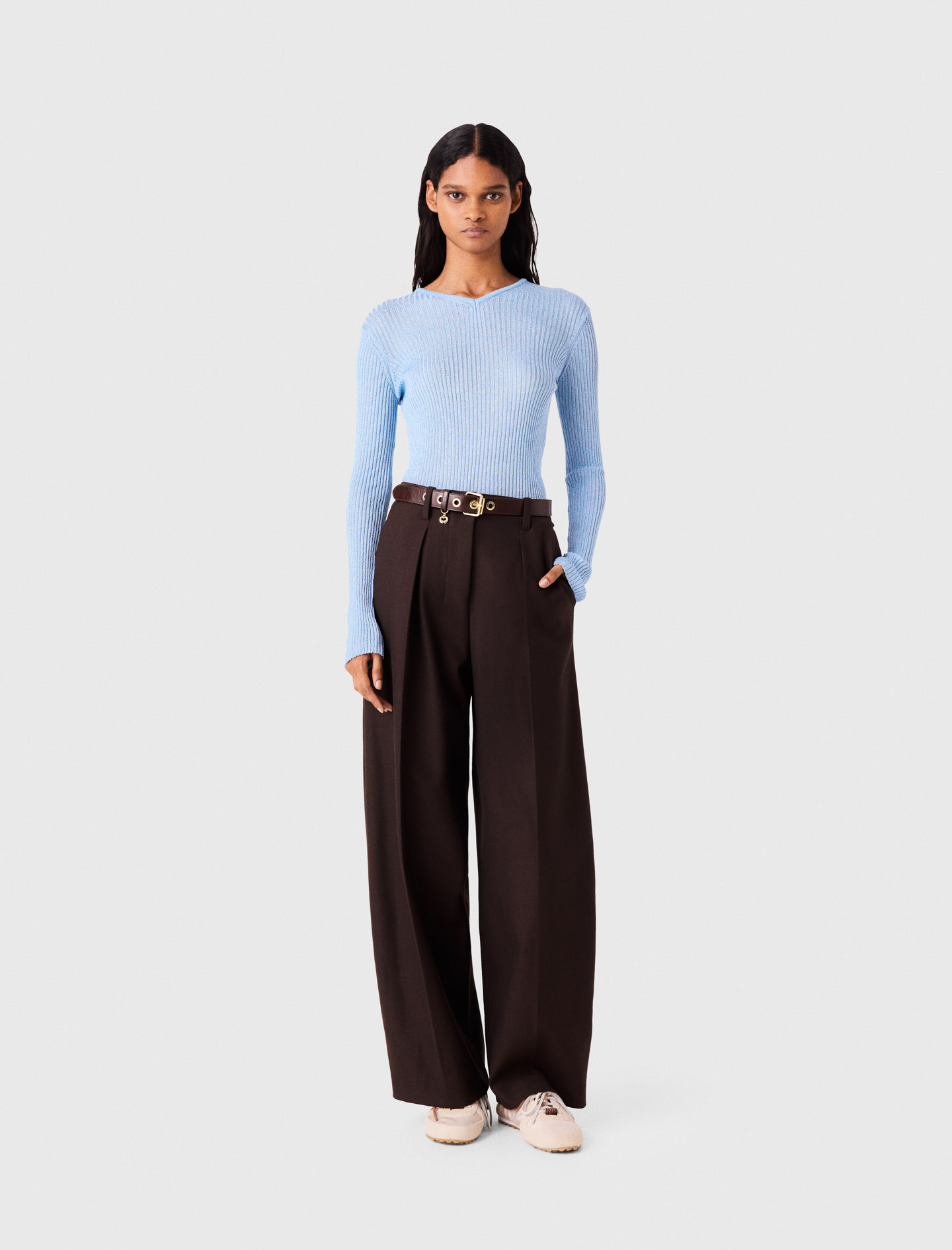 Jersey De Punto De Lúrex - Celeste - Talla 0 - Maje