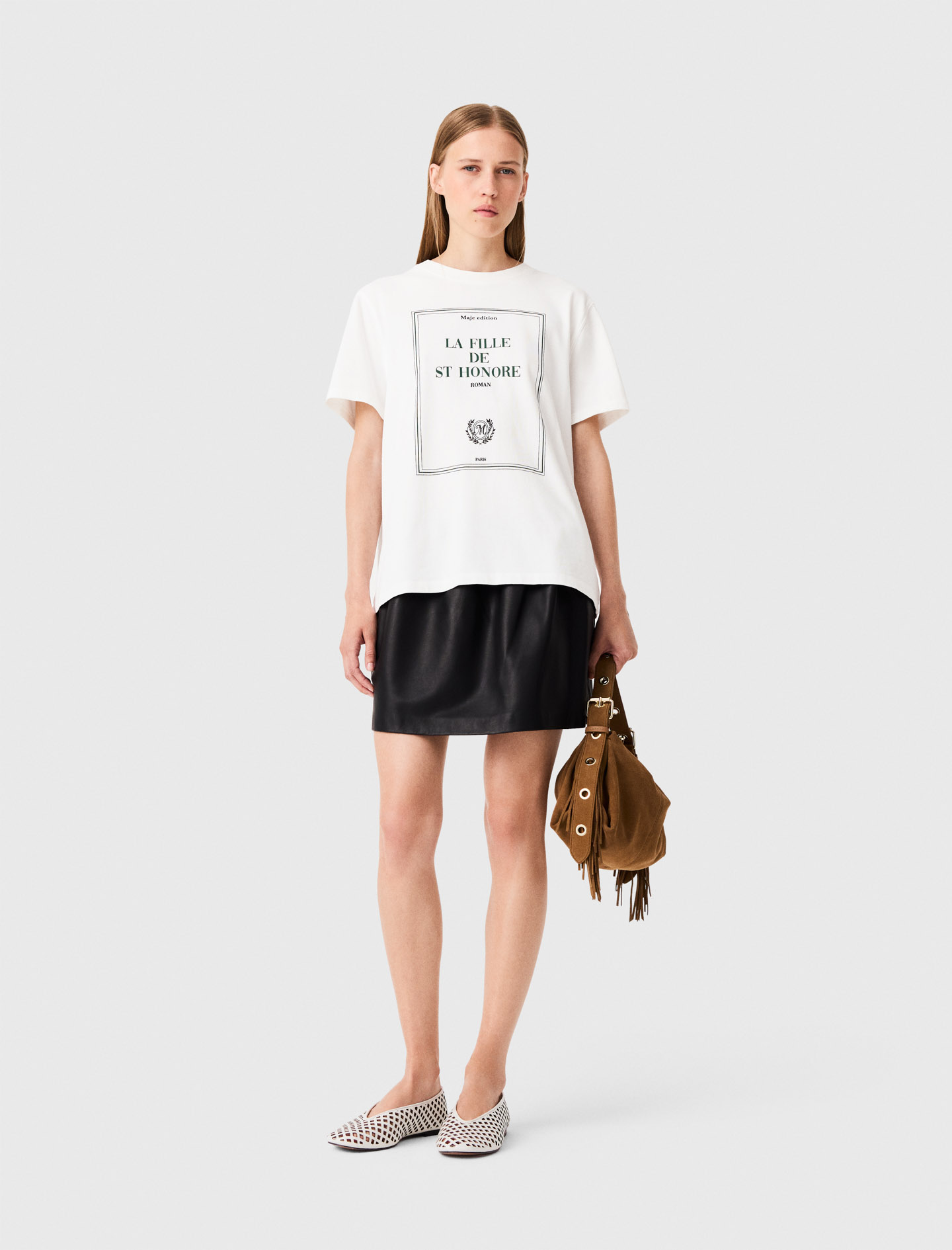 Camiseta Oversize Con Estampado - Blanco - Talla 2 - Maje