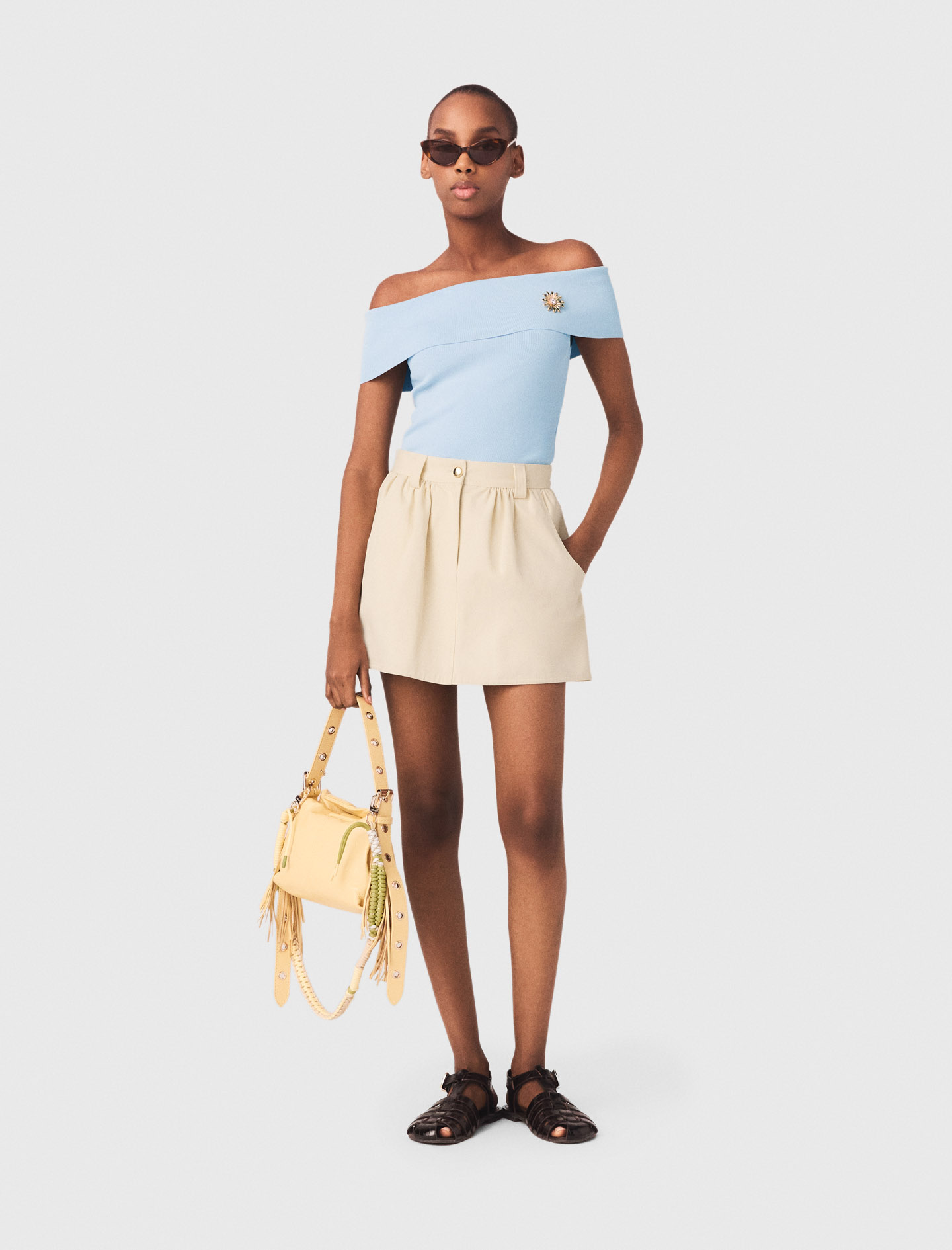Short Trampantojo De Algodón - Crudo - Talla 34 - Maje
