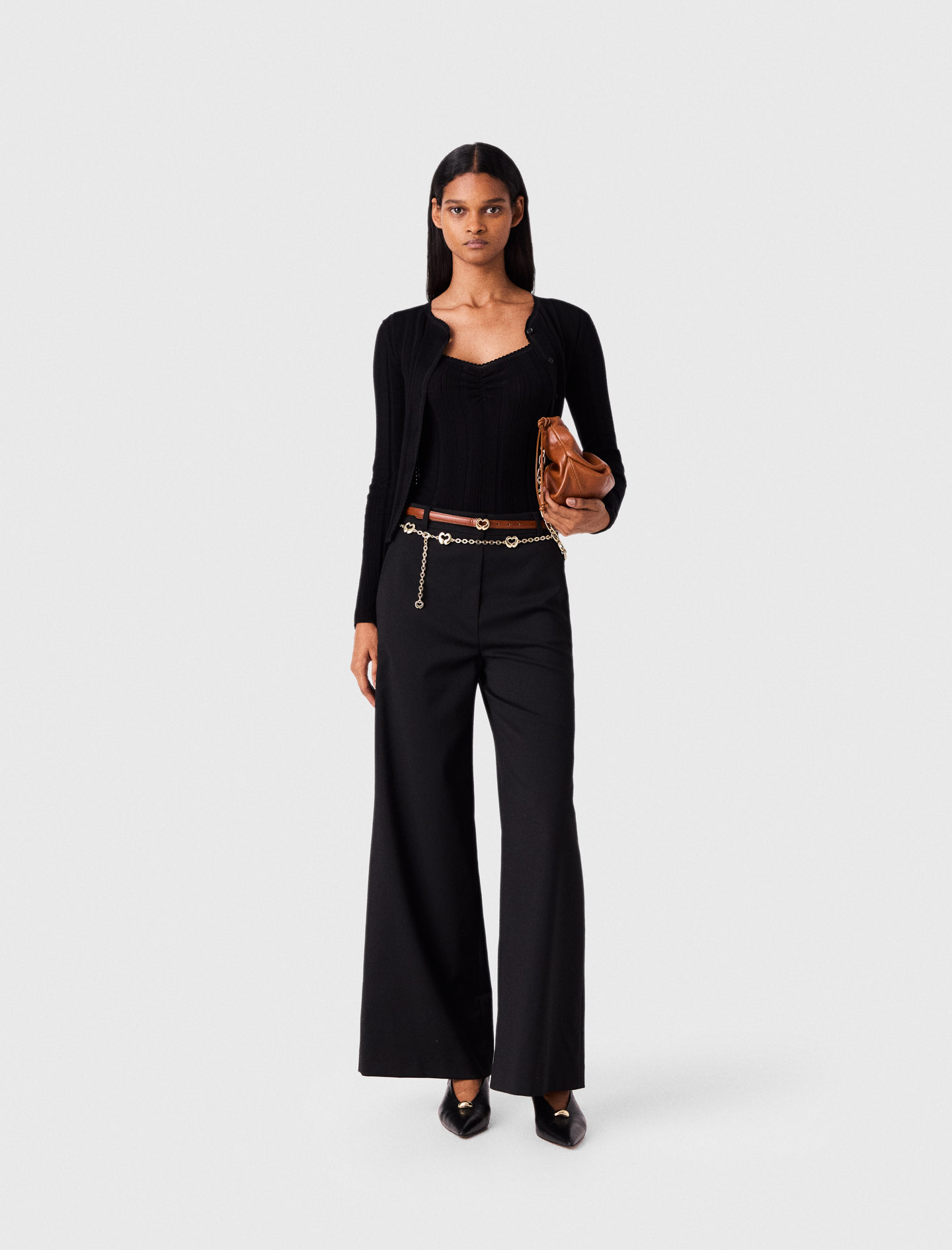 Pantalón Acampanado - Negro - Talla 36 - Maje