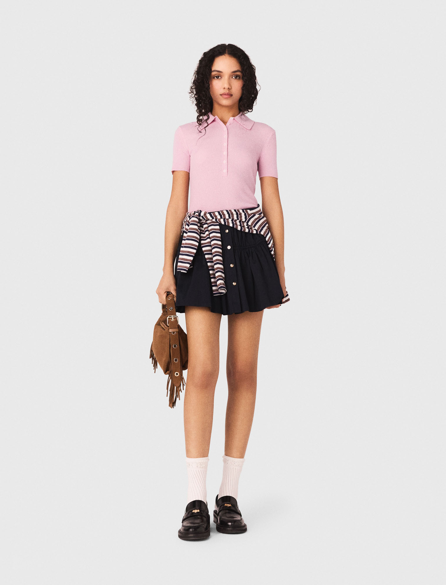 Jersey De Canalé Cuello Polo - Rosa - Talla 0 - Maje