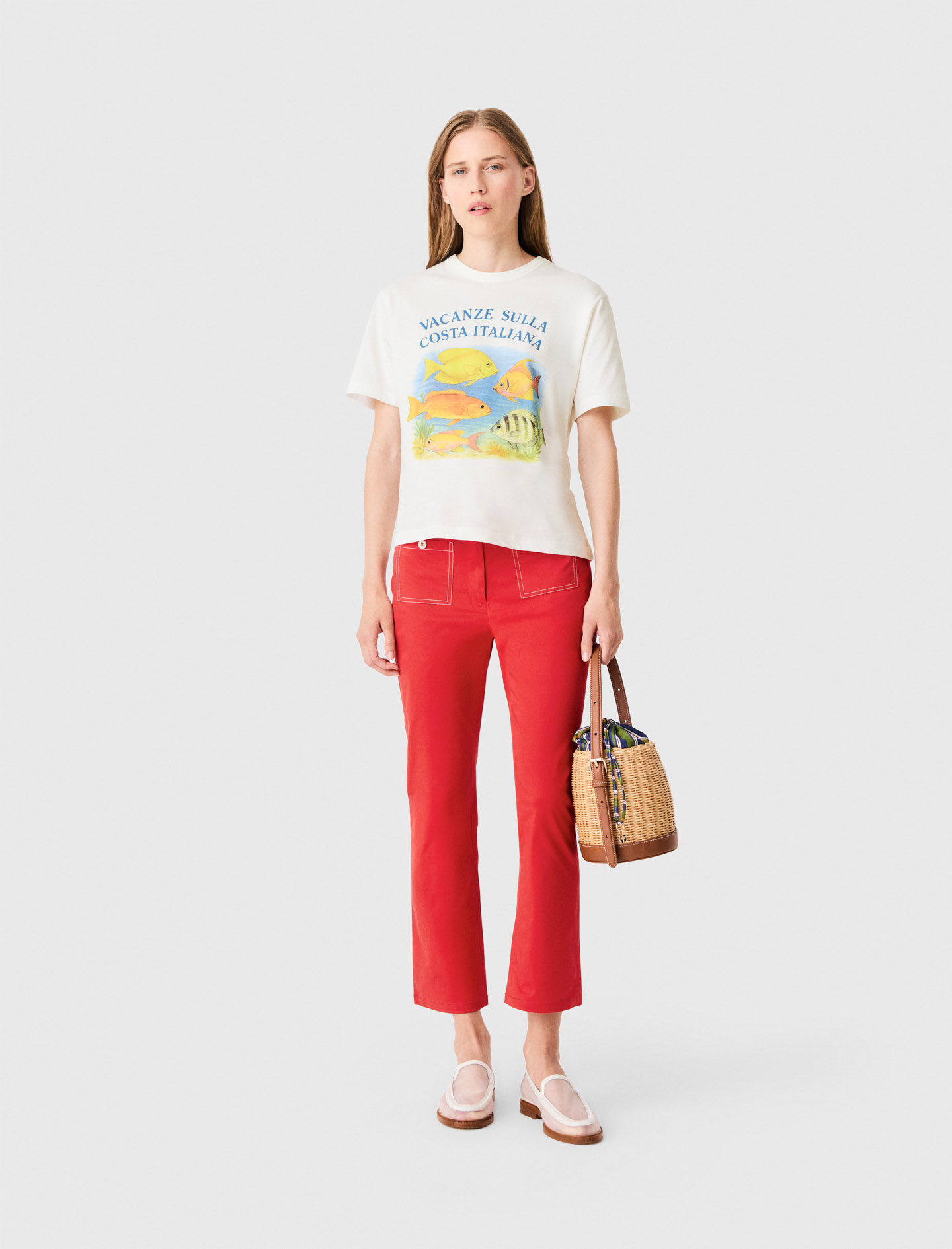 Camiseta Con Estampado De Peces - Blanco - Talla 1 - Maje