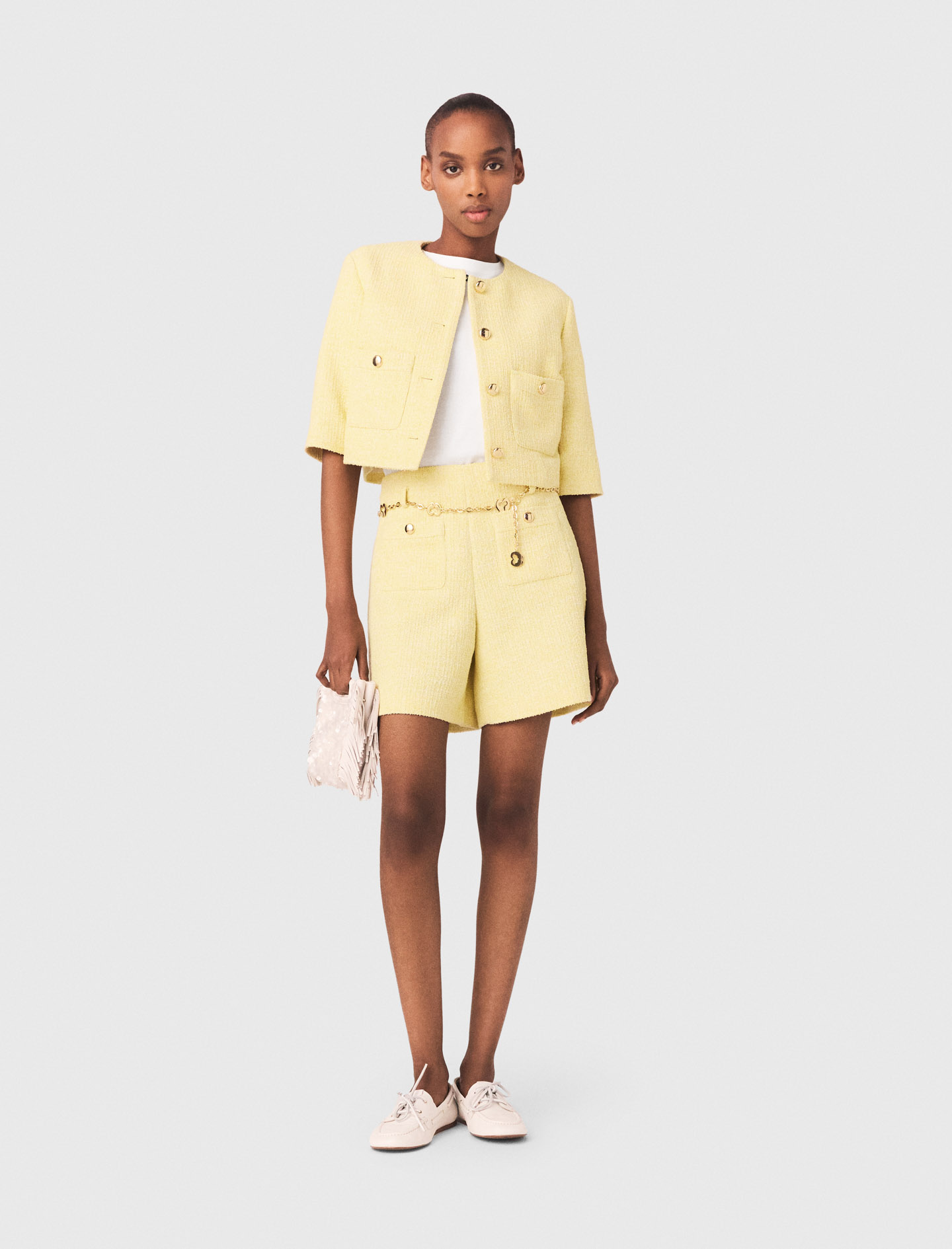 Short De Tweed - Amarillo Pálido - Talla 40 - Maje