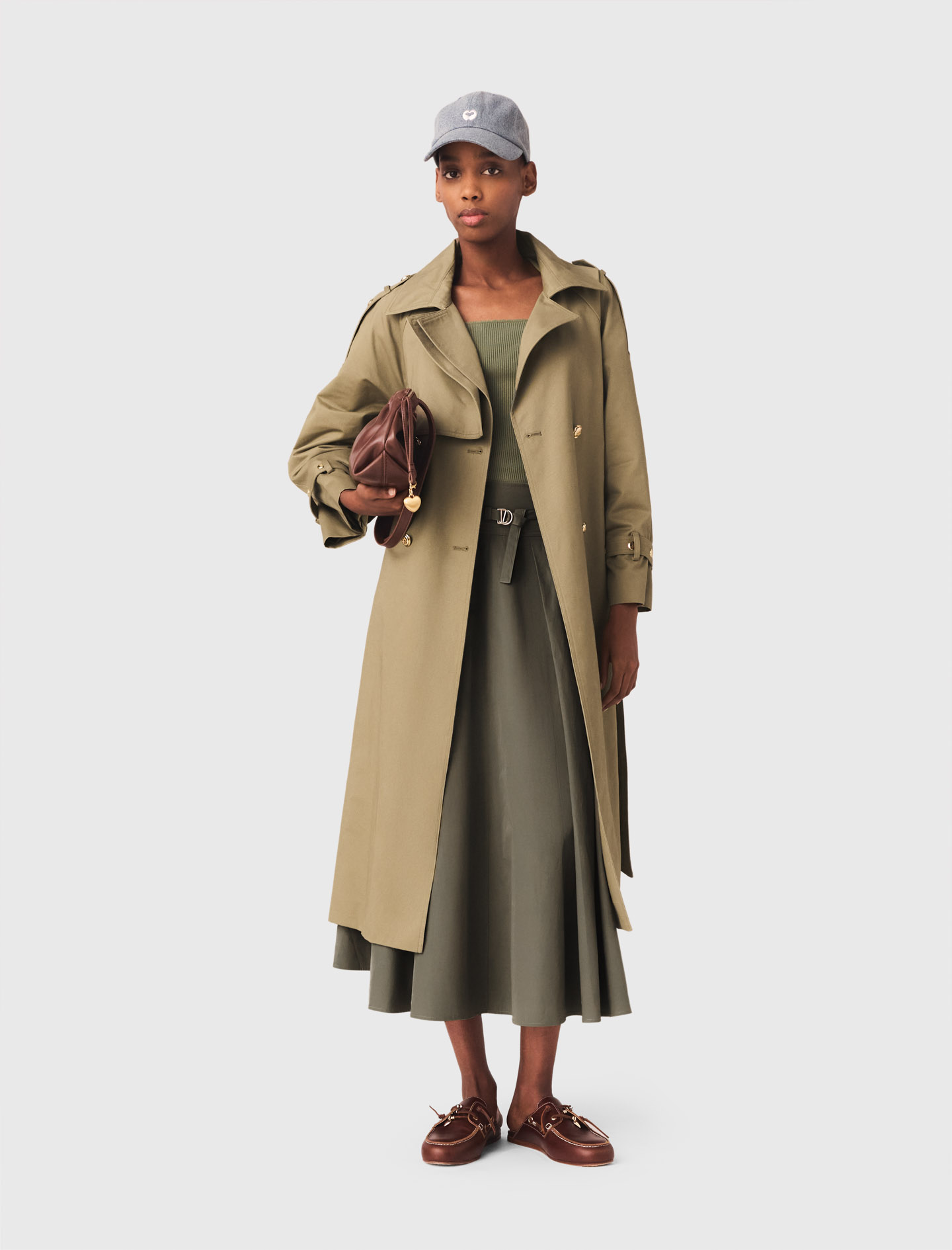 Trench Clavos Y Cuello Desmontable - Caqui - Talla 40 - Maje