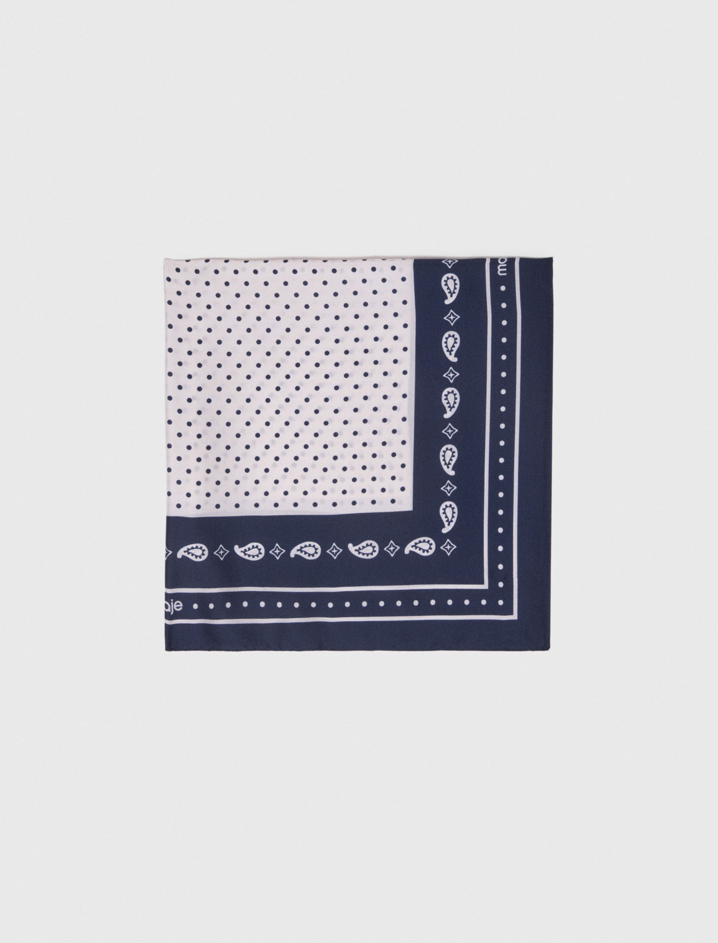 Bandana De Seda Estampada 60x60 - Marine Pois Bandana Print - Maje